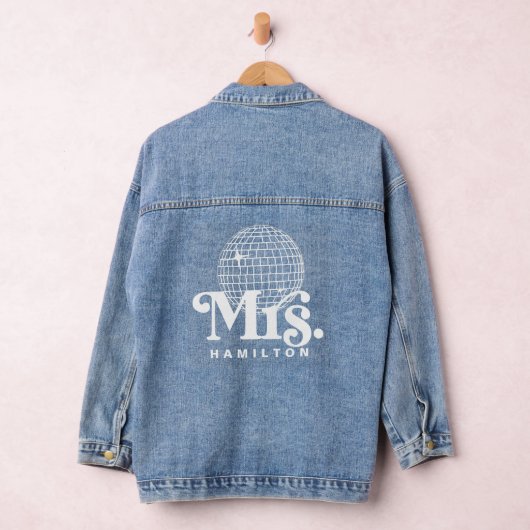 Groovy Retro Disco Ball Mrs trouwdag Denim Jacket (Hangar)