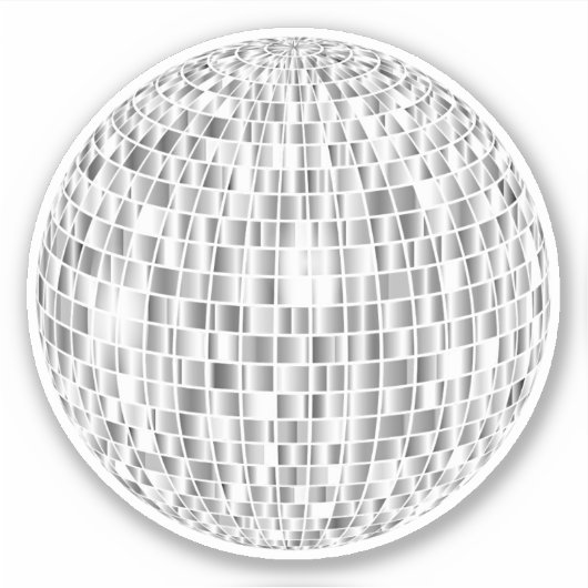Groovy Retro Disco Ball Sticker - Cool Silver Vibe (Voorkant)