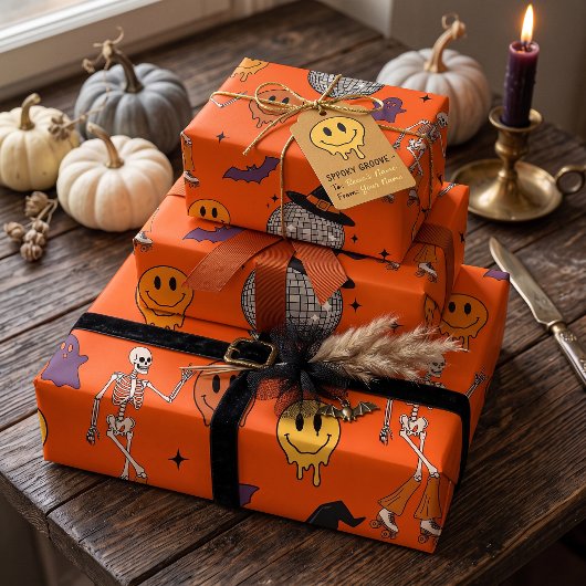 Groovy Retro Disco Boo Crew Halloween Inpakpapier