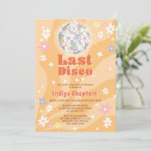 Groovy retro disco floral bachelorette weekend kaart (Staand voorkant)