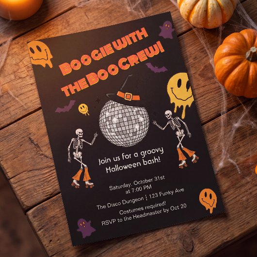 Groovy Retro Disco Halloween-feestuitnodiging Kaart