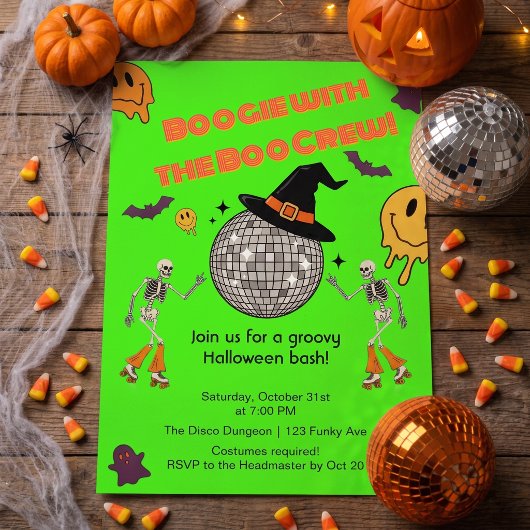 Groovy Retro Disco Halloween-feestuitnodiging Kaart
