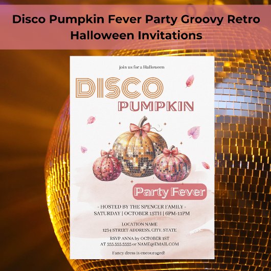Groovy Retro Disco Pumpkin Halloween Party Fever Kaart