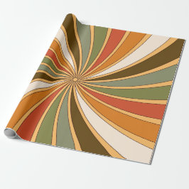 Groovy Retro Draaiing in Warme Aardtinten Cadeaupapier