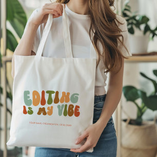 Groovy Retro Editing is mijn vibe, editor Tote Bag