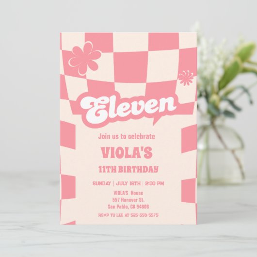 Groovy Retro Elfroze 11e verjaardag Kaart (Staand voorkant)