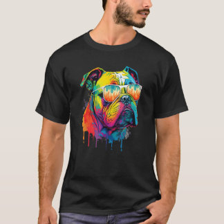 Groovy Retro Engelse Bulldog Dierlijke Puppy Ow T-shirt