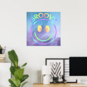 Groovy | Retro Face Paarse Pastels Poster (Thuiskantoor)