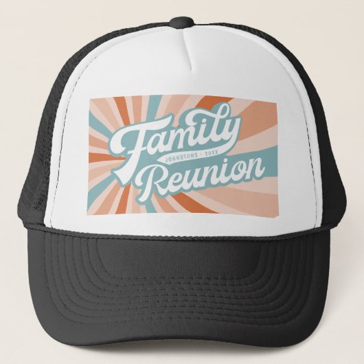 Groovy Retro Familie Reünie Samen Trucker Pet (Voorkant)