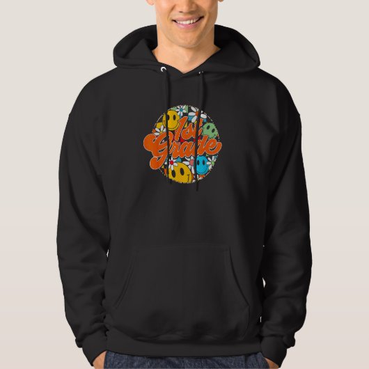 Groovy Retro First Grade First Day Of School Back  Hoodie (Voorkant)