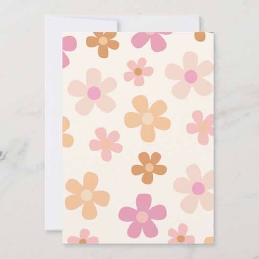 Groovy Retro Floral 1e verjaardag Kaart (Achterkant)