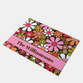 Groovy Retro Floral 60s 70s Bloemen gepersonalisee Deurmat (Schuin)