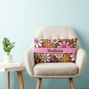 Groovy Retro Floral 60s 70s Bloemen gepersonalisee Kussen