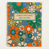 Groovy Retro Floral 60s 70s Patroon Gepersonalisee Planner (Voorkant)