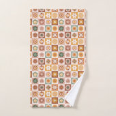 Groovy Retro Floral Check Bad Handdoek (Handdoek)
