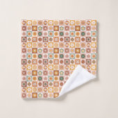 Groovy Retro Floral Check Bad Handdoek (Wasdoekje)