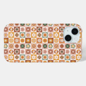 Groovy Retro Floral Checked Case-Mate iPhone Case (Achterkant (horizontaal))