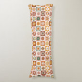 Groovy Retro Floral Checked Lichaamskussen (Voorkant Verticaal)
