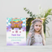 Groovy Retro Floral Dank je kaart Foto (Staand voorkant)