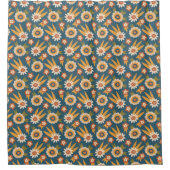 Groovy Retro Floral Douchegordijn (Voorkant)