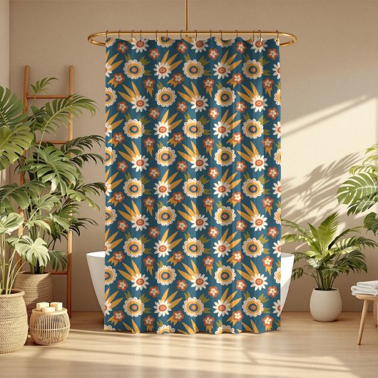 Groovy Retro Floral Douchegordijn