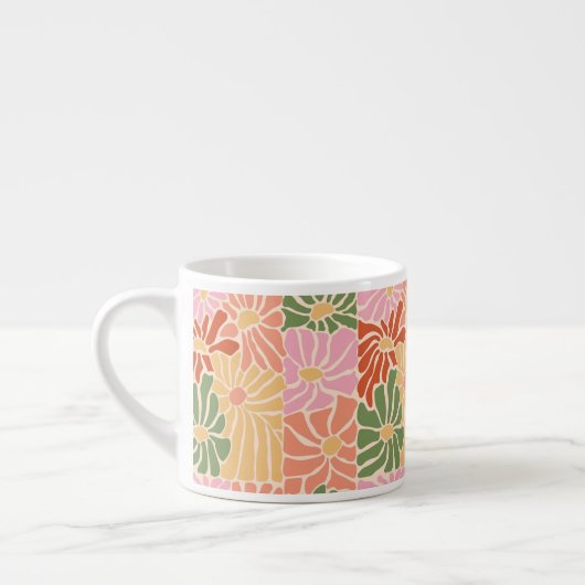 Groovy Retro Floral  Espresso Kop (Links)