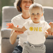 Groovy Retro Floral First Birthday Theme Tee Romper