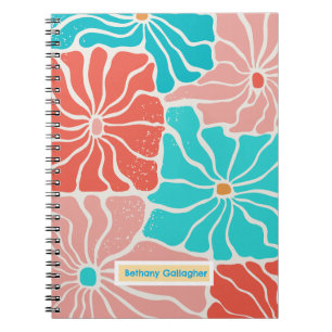 Groovy Retro Floral   gepersonaliseerde spiraal Notitieboek