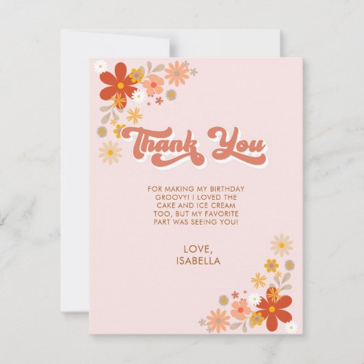 Groovy Retro Floral - Hartelijk dank Bedankkaart (Voorkant)