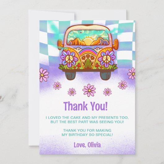 Groovy Retro Floral - Hartelijk dank Kaart (Voorkant)