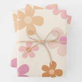 Groovy Retro Floral Inpakpapier Vel (In situ)
