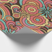 Groovy Retro Floral Kathrin Legg Cadeaupapier (Hoek)