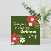 Groovy Retro Floral kerstfeest Kaart (Staand voorkant)