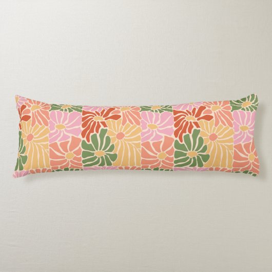 Groovy Retro Floral  Lichaamskussen (Voorkant)