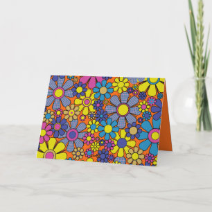 Groovy Retro Floral Maximalist 60s 70s Kleurrijk Kaart