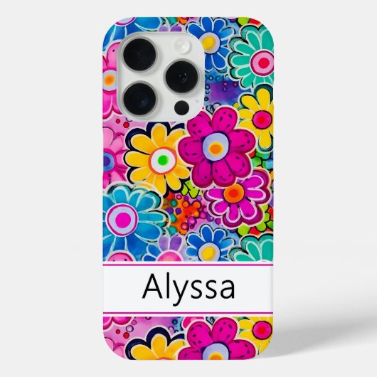 Groovy Retro Floral Personalized Case-Mate iPhone Case (Achterkant)