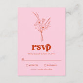 Groovy Retro Floral RSVP-kaart Informatiekaartje (Voorkant)