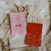 Groovy Retro Floral RSVP-kaart Informatiekaartje