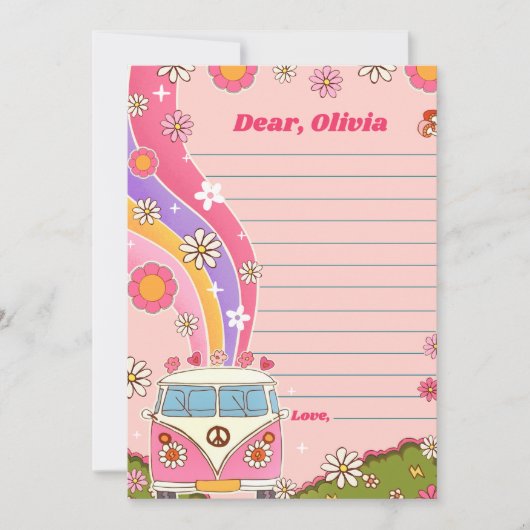 Groovy Retro Floral Time Capsule Note Bericht Kaar Kaart (Voorkant)