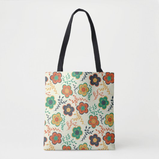 Groovy Retro Floral Tote Bag (Voorkant)