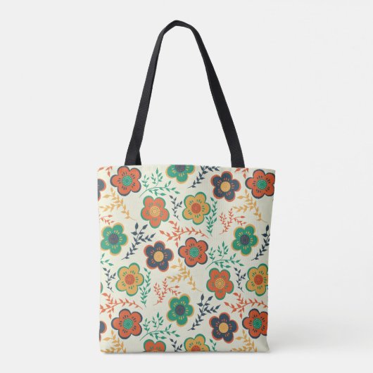 Groovy Retro Floral Tote Bag (Achterkant)