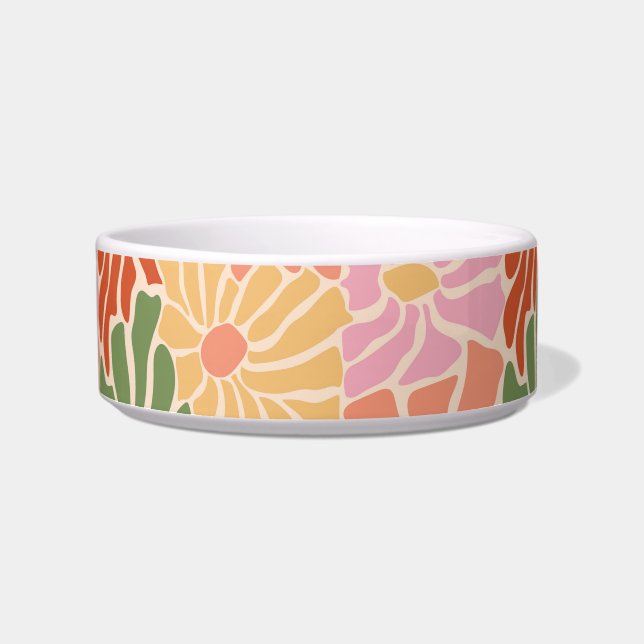 Groovy Retro Floral  Voerbakje (Voorkant)