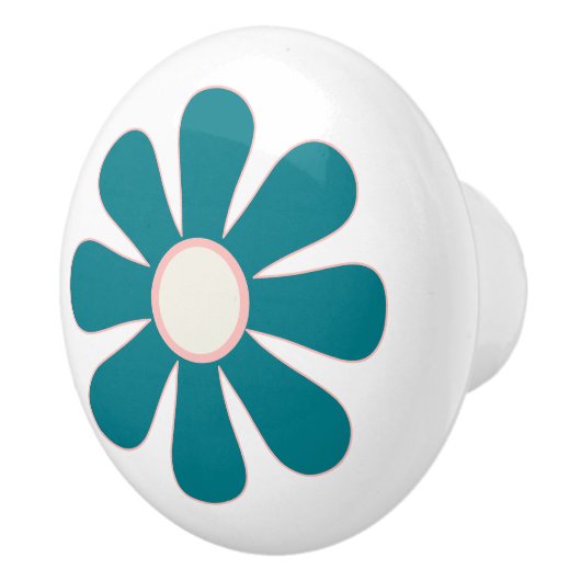 Groovy Retro Flower 60s 70s Minimalistische esthet Keramische Knop (Rechts)