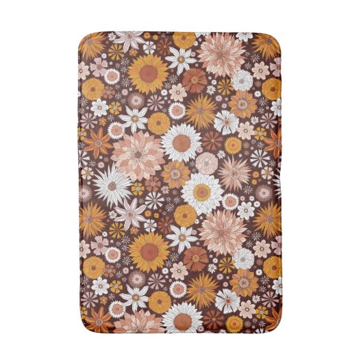 Groovy Retro Flower Garden Pattern Badmat (Voorkant Verticaal)
