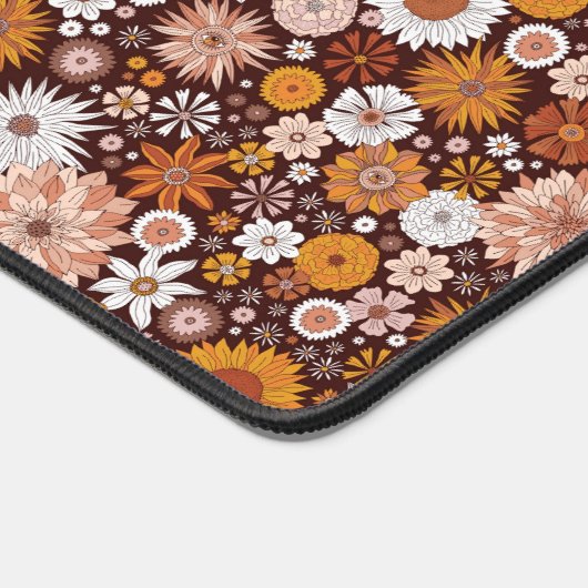 Groovy Retro Flower Garden Pattern Bureaumat (Hoek)