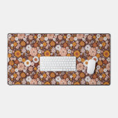 Groovy Retro Flower Garden Pattern Bureaumat (Keyboard & Muis)