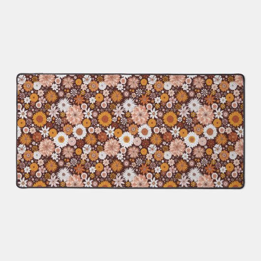Groovy Retro Flower Garden Pattern Bureaumat (Voorkant)