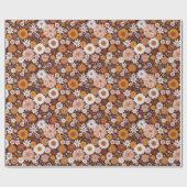 Groovy Retro Flower Garden Pattern Cadeaupapier (Vlak)