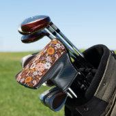 Groovy Retro Flower Garden Pattern Golfheadcover (Insitu)