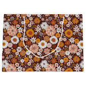 Groovy Retro Flower Garden Pattern Groot Cadeauzakje (Voorkant)